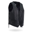 Hot Leathers VSM5008 USA Made Men's Black Western Style Side Lace Premium Leather Biker Vest