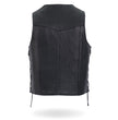 Hot Leathers VSM5008 USA Made Men's Black Western Style Side Lace Premium Leather Biker Vest