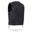Hot Leathers VSM5008 USA Made Men's Black Western Style Side Lace Premium Leather Biker Vest