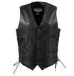 Hot Leathers VSM5008 USA Made Men's 'Buster' Black Side Lace Premium Leather Vest