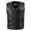 Hot Leathers VSM5009 USA Made Men's 'Slinger' Black V-Neck Premium Leather Zippered Vest