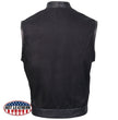 Hot Leathers VSM5101 Men's USA Made Denim and Leather Biker Rider Vest with Red Lining