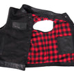 Hot Leathers VSM5101 Men's USA Made Denim and Leather Biker Rider Vest with Red Lining