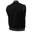 Milwaukee Leather USA MADE MLVSM5101 Men's Black Burn Out Denim and Leather Motorcycle Vest with Plaid Red Lining