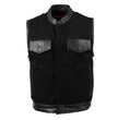 Hot Leathers VSM5101 USA Made Men's 'Burn Out' Black Denim and Leather Vest with Plaid Red Lining