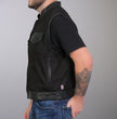 Hot Leathers VSM5101 Men's USA Made Denim and Leather Biker Rider Vest with Red Lining