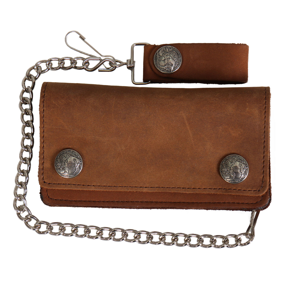 Hot Leathers WLA2016 Brown Buffalo Nickel Bifold Leather Wallet