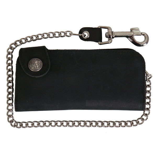 Hot Leathers WLA3001 Black Buffalo Nickel Snap Bi-Fold Wallet with