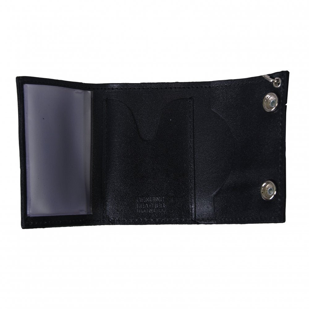 Hot Leathers WLB1001 Classic Black Leather Bi-Fold Wallet with Chain