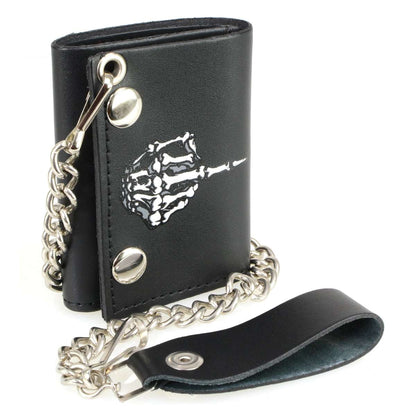 Hot Leathers Skeleton Finger Tri-Fold Wallet WLB1022