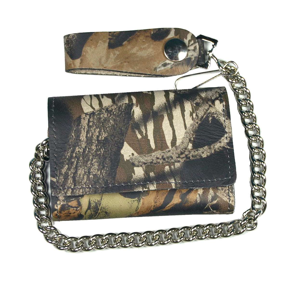 Hot Leathers Tri-Fold Wallet Camo with Chain WLC3003