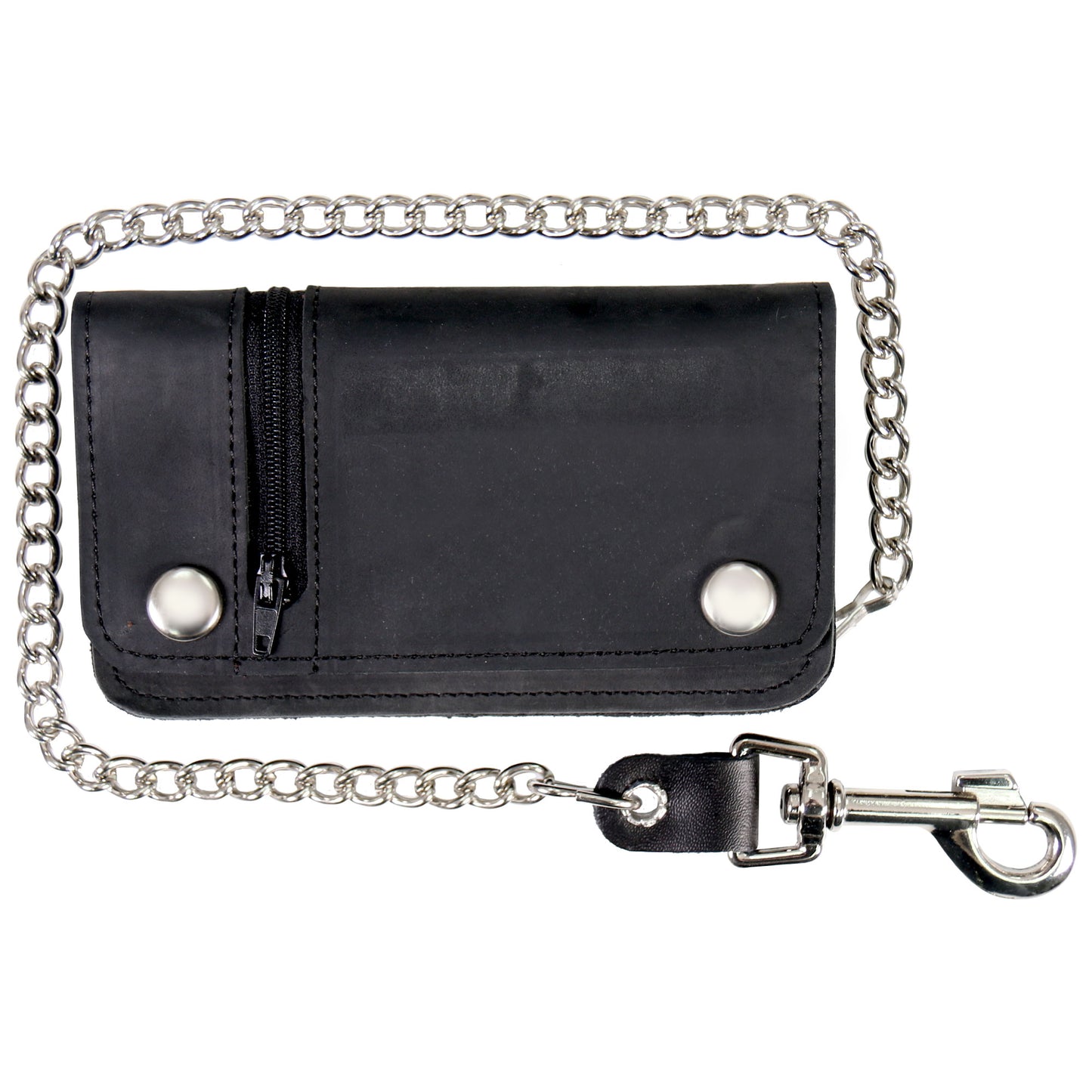 Hot Leathers WLC3101 Black Naked Leather Wallet with Change Pocket and Chain