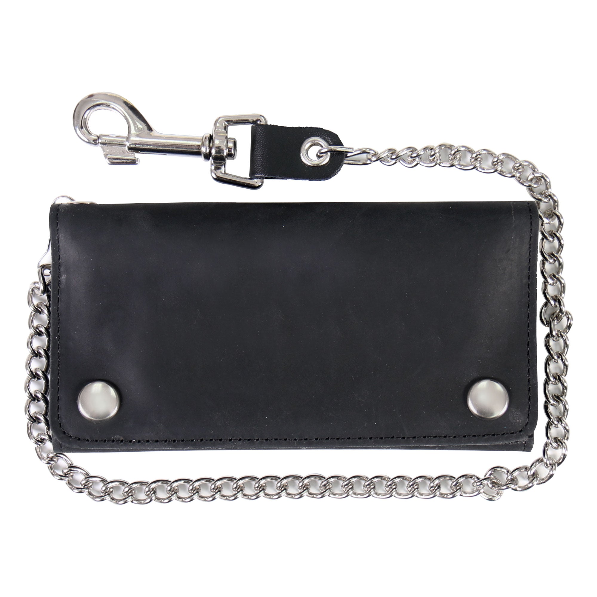 Hot Leathers WLC3102 Black Naked Leather Tri-Fold Wallet with Chain ...