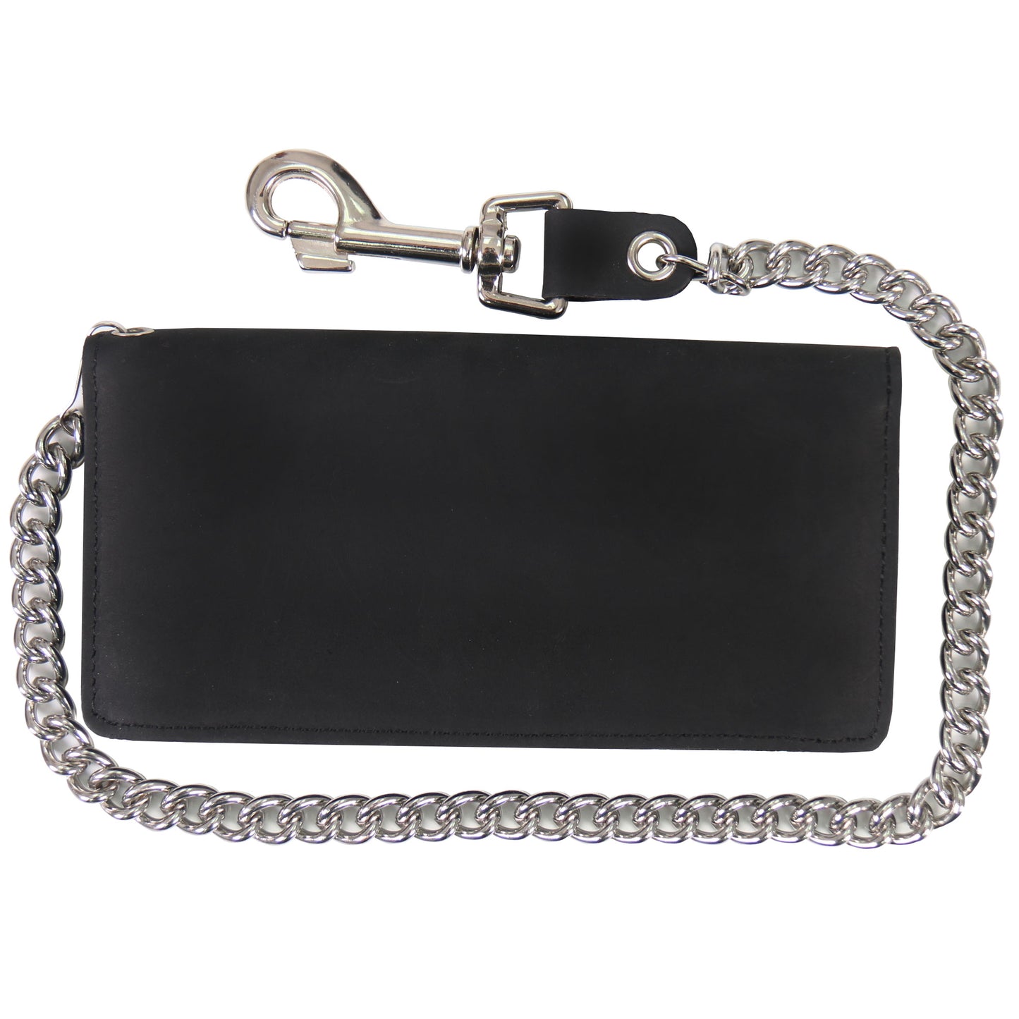 Hot Leathers WLC3103 7 Inch Black Premium Leather Bi-Fold Wallet with Credit Card Slots and Chain