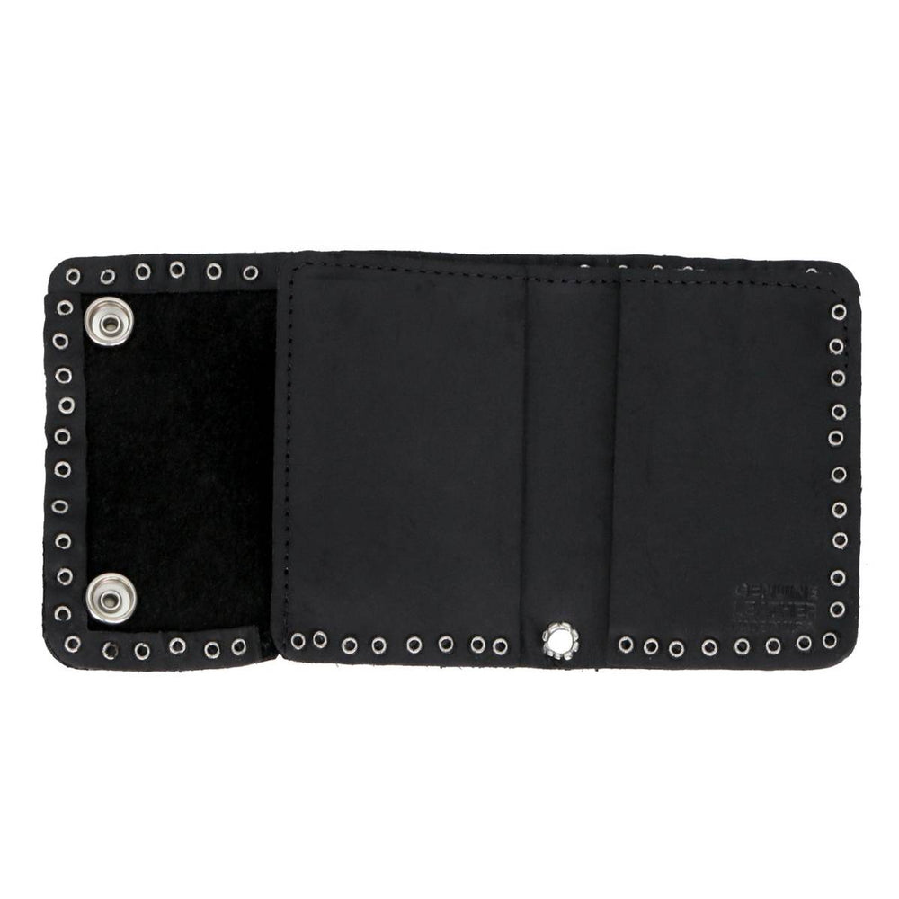 Hot Leathers 4" Premium Leather Studded Bi-Fold Chain Wallet WLC3105