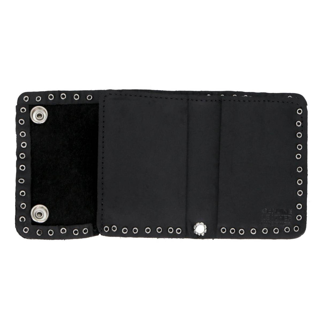 Hot Leathers 4" Premium Leather Studded Bi-Fold Chain Wallet WLC3105