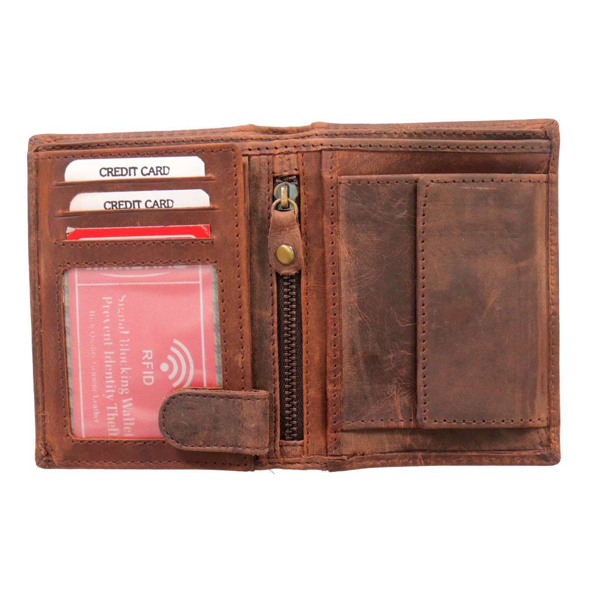 Hot Leathers Bifold Leather Wallet with RFID WLD1032