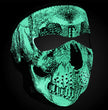 ZanHeadgear WNFM002G Neoprene Face Mask -Glow in the Dark- Black and White Skull Face Design
