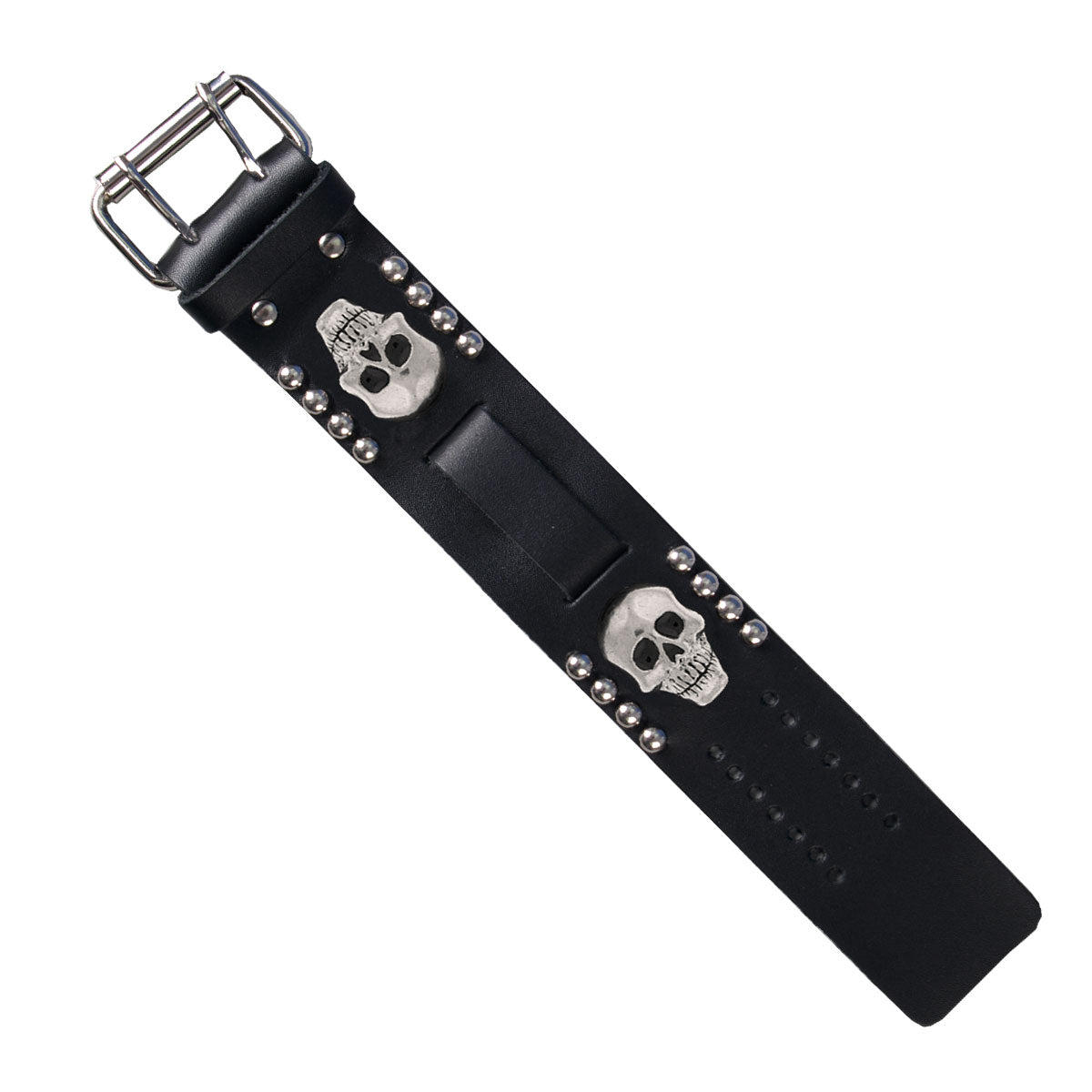 Hot Leathers WTB1003 1.5" Skull Black Leather Watchband