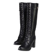 Milwaukee Leather X9442 Women's Black Lace-Up Tall Fashion Biker Boots with High Heel & Studs