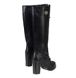 Milwaukee Leather X9442 Women's Black Lace-Up Tall Fashion Biker Boots with High Heel & Studs