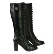 Milwaukee Leather X9442 Women's Black Lace-Up Tall Fashion Biker Boots with High Heel & Studs