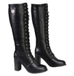 Milwaukee Leather X9442 Women's Black Lace-Up Tall Fashion Biker Boots with High Heel & Studs