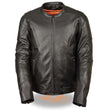 Milwaukee Leather MLM1530 Men's Vented Black Leather Scooter Jacket with Kidney Padding