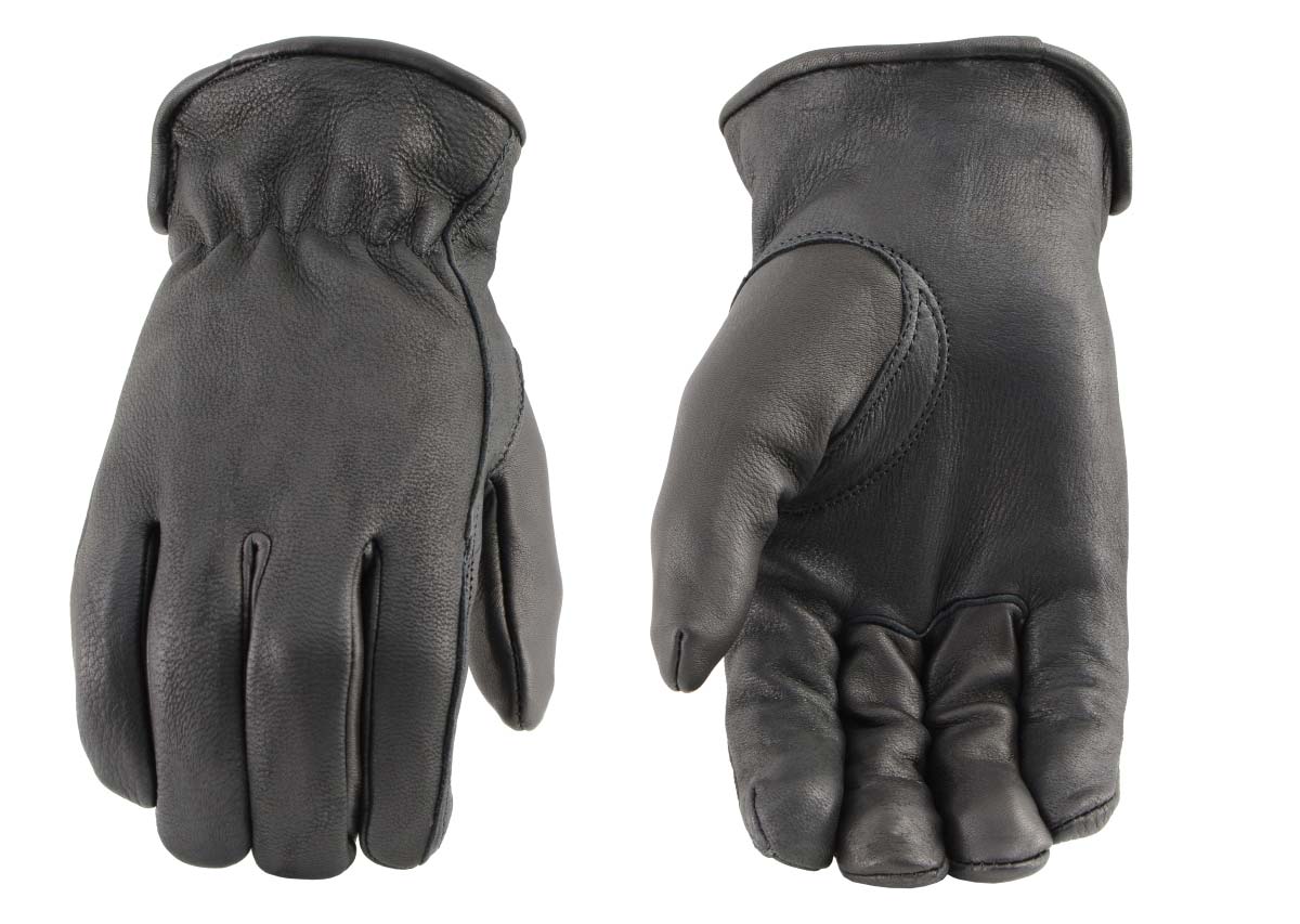 Men’s XG013 Black Deerskin Leather Motorcycle Riding Gloves