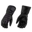 Men’s XS2066 Black Gauntlet Leather Motorcycle Winter Gloves with Rain Cover