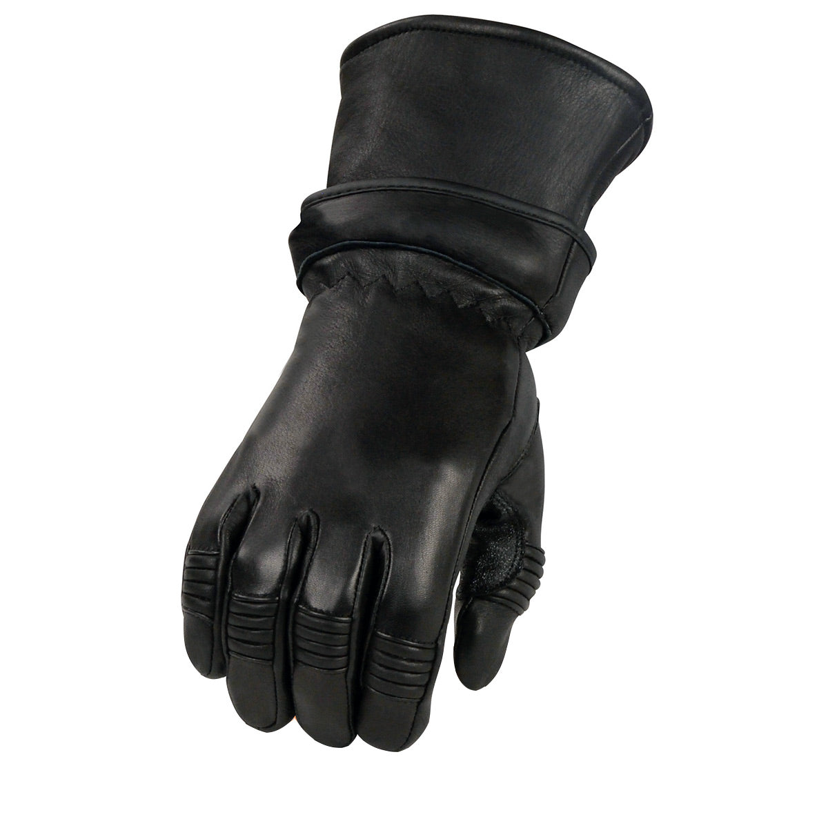 Xelement XG852 Men's Black Insulated Leather Deerskin Gauntlet Motorcycle Gloves