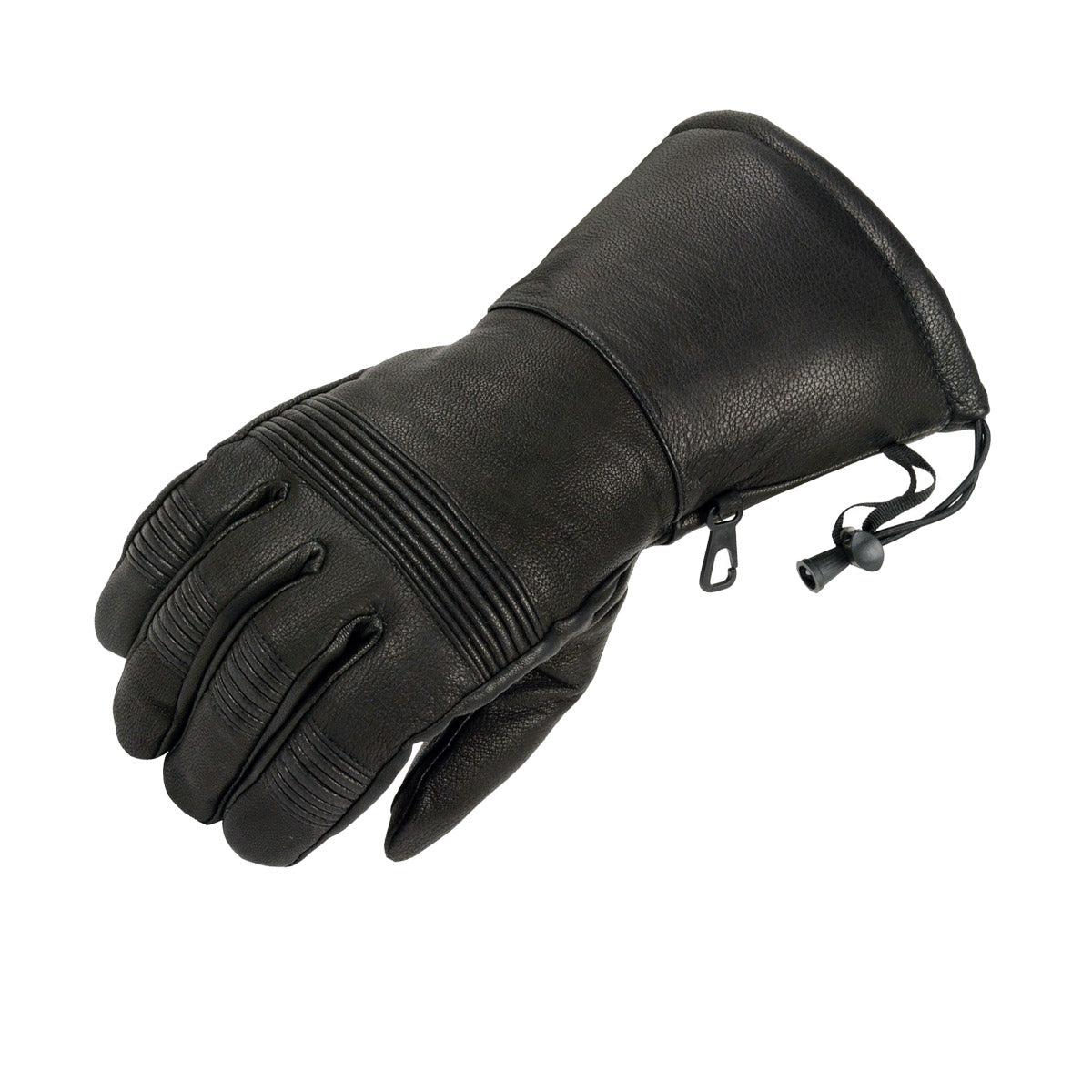 Xelement XG856 Men's Black Gauntlet Deerskin Insulated Padded Motorcycle Gloves