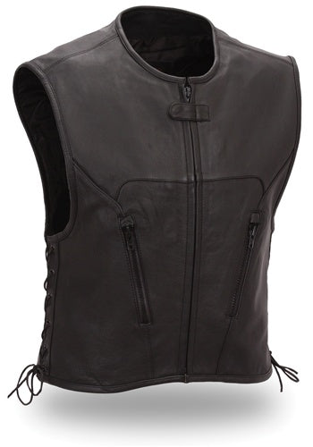 First Manufacturing XPM650NKD Men’s ‘Xpert’ Black Premium Leather Motorcycle Vest