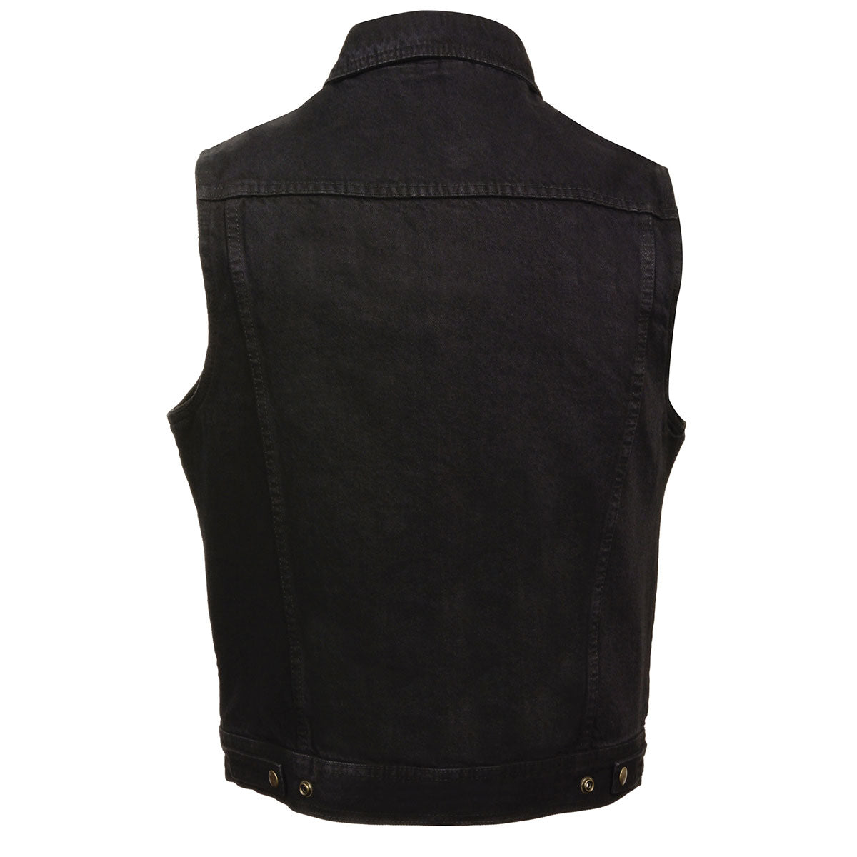 Men’s XS107 Classic Black Snap Front Denim Vest with Shirt Style Collar