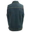 Men’s XS107 Classic Blue Snap Front Denim Vest with Shirt Style Collar