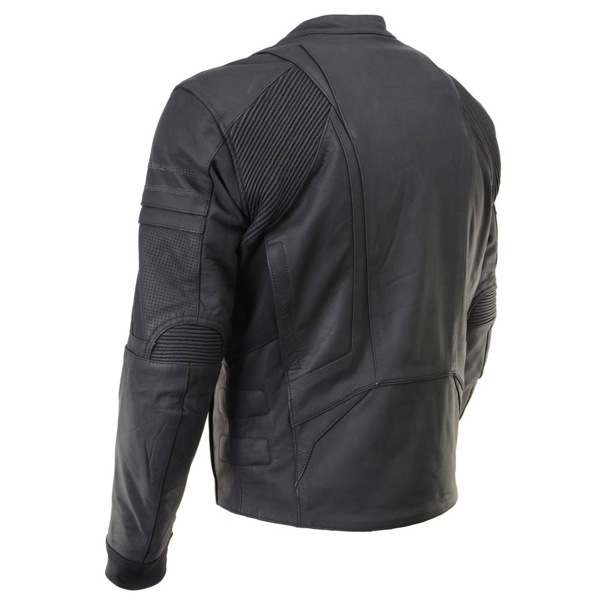 Milwaukee Leather LKM17014 Men's Matte Black Premium Leather Protective Motorcycle Racing Style Biker Jacket w/ CE Armor
