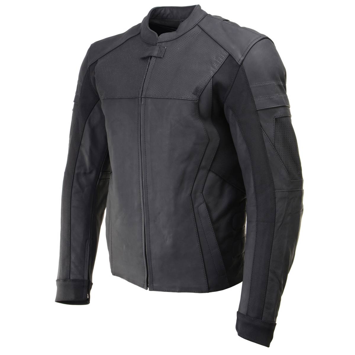 Milwaukee Leather LKM17014 Men's Matte Black Premium Leather Protective Motorcycle Racing Style Biker Jacket w/ CE Armor