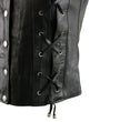 Milwaukee Leather XS1216 Ladies Black Leather Vest with Front Laces