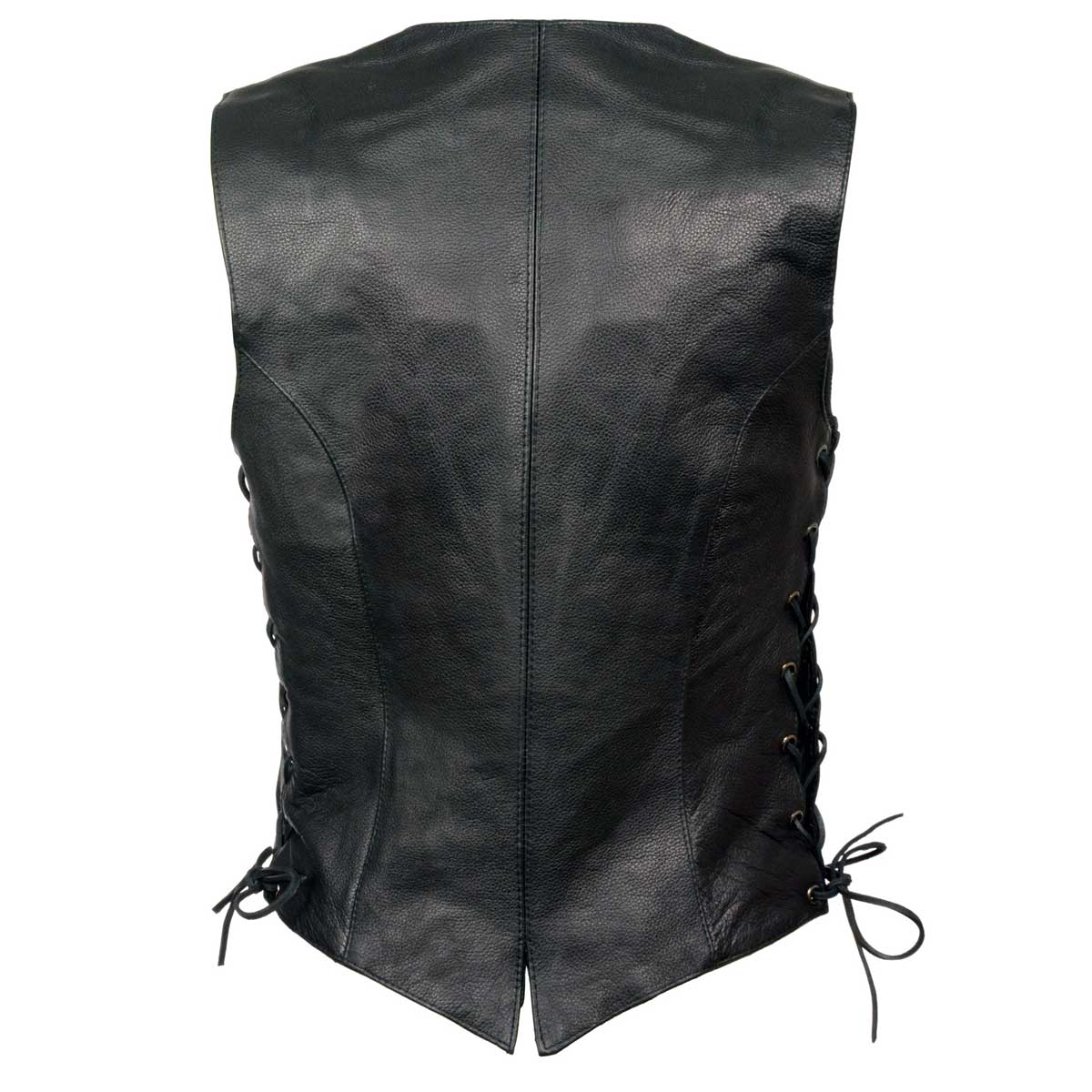 Milwaukee Leather ‘XS1254’ Women's Classic Black 'Buffalo Snap Buttons' Side Lace Leather Vest