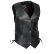 Milwaukee Leather ‘XS1254’ Women's Classic Black 'Buffalo Snap Buttons' Side Lace Leather Vest