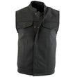 Milwaukee Leather Men's Barrage Flat Black Leather Motorcycle Club Style Vest - LKM3790