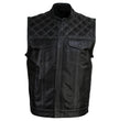Milwaukee Leather LKM3784 Men's Classic Black Leather Motorcycle Rider Vest Stars and Stripes Design w/ USA Flag Liner