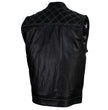 Milwaukee Leather LKM3784 Men's Classic Black Leather Motorcycle Rider Vest Stars and Stripes Design w/ USA Flag Liner