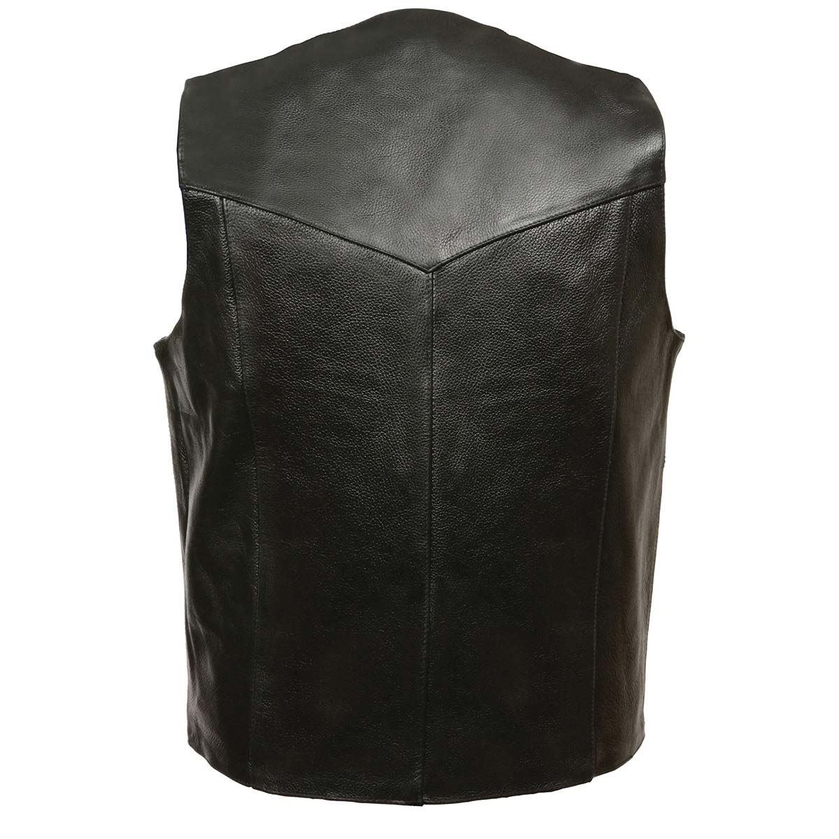 Leather King XS1310LET Men's Classic Black Leather Vest with Snap Button Closure