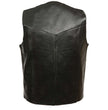 Leather King XS1310 Men's Classic Black Leather Vest with Snap Button Closure