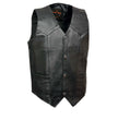 Leather King XS1310 Men's Classic Black Leather Vest with Snap Button Closure