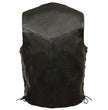 Leather King XS1315 Men's Classic ‘Side Laced’ Black Leather Vest