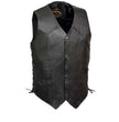Leather King XS1315 Men's Classic ‘Side Laced’ Black Leather Vest