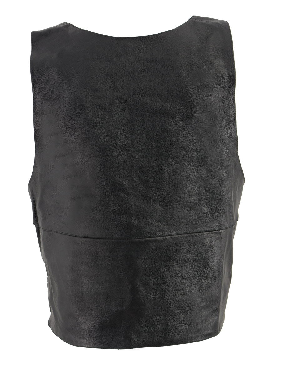 Milwaukee Leather SH1367Z Men's Black Leather Swat Style Rider Vest- Plain Back Panel for Club Patches