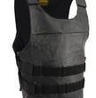 Genuine Leather XS1367 Men's Black Replica Bulletproof Style Tactical Street Leather Vest